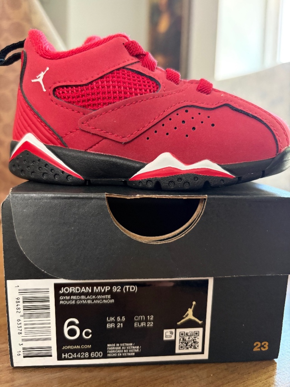 Nike Jordan MVP 92 TD Toddler Shoes Gym Red Black White Size 6C HQ4428-600